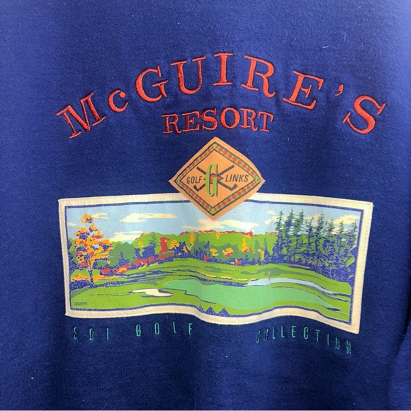 90’s Vintage McGuire's Resort Golf Crewneck Sweatshirt - Royal Blue - Picture 3 of 4